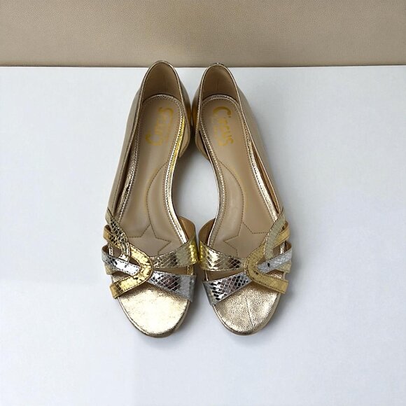 Circus by Sam Edelman Belinda D'Orsay Metallic Gold-Strappy Flats  Sz. 8 - Picture 1 of 10